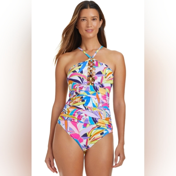 Bleu Rod Beattie Living Color Ring One Piece Swimsuit - Picture 1 of 10